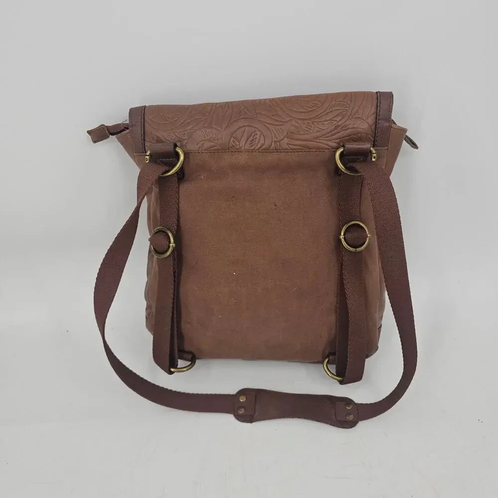 The Sak Ventura Backpack & Zip Around Wallet Leather Floral Emboss Western Boho